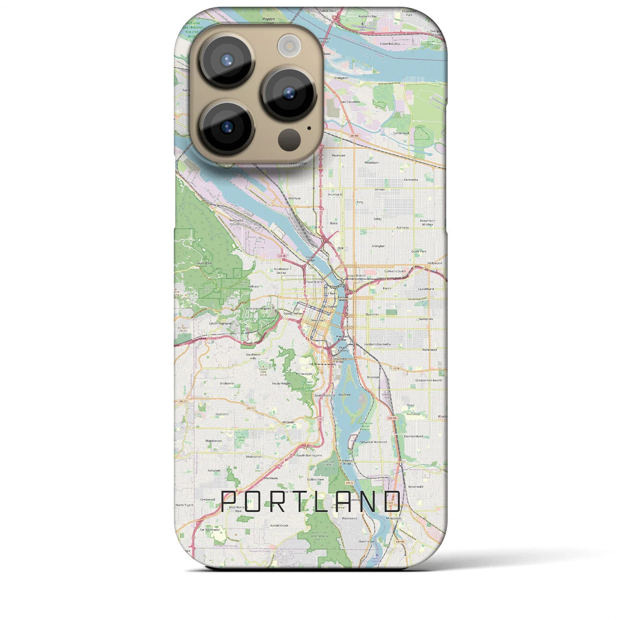【ポートランド】地図柄iPhoneケース（バックカバータイプ・ナチュラル）iPhone 14 Pro Max 用