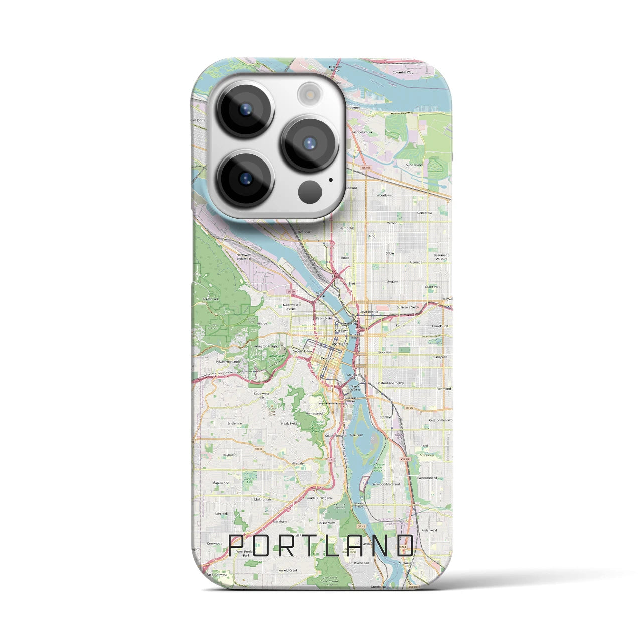 【ポートランド】地図柄iPhoneケース（バックカバータイプ・ナチュラル）iPhone 14 Pro 用
