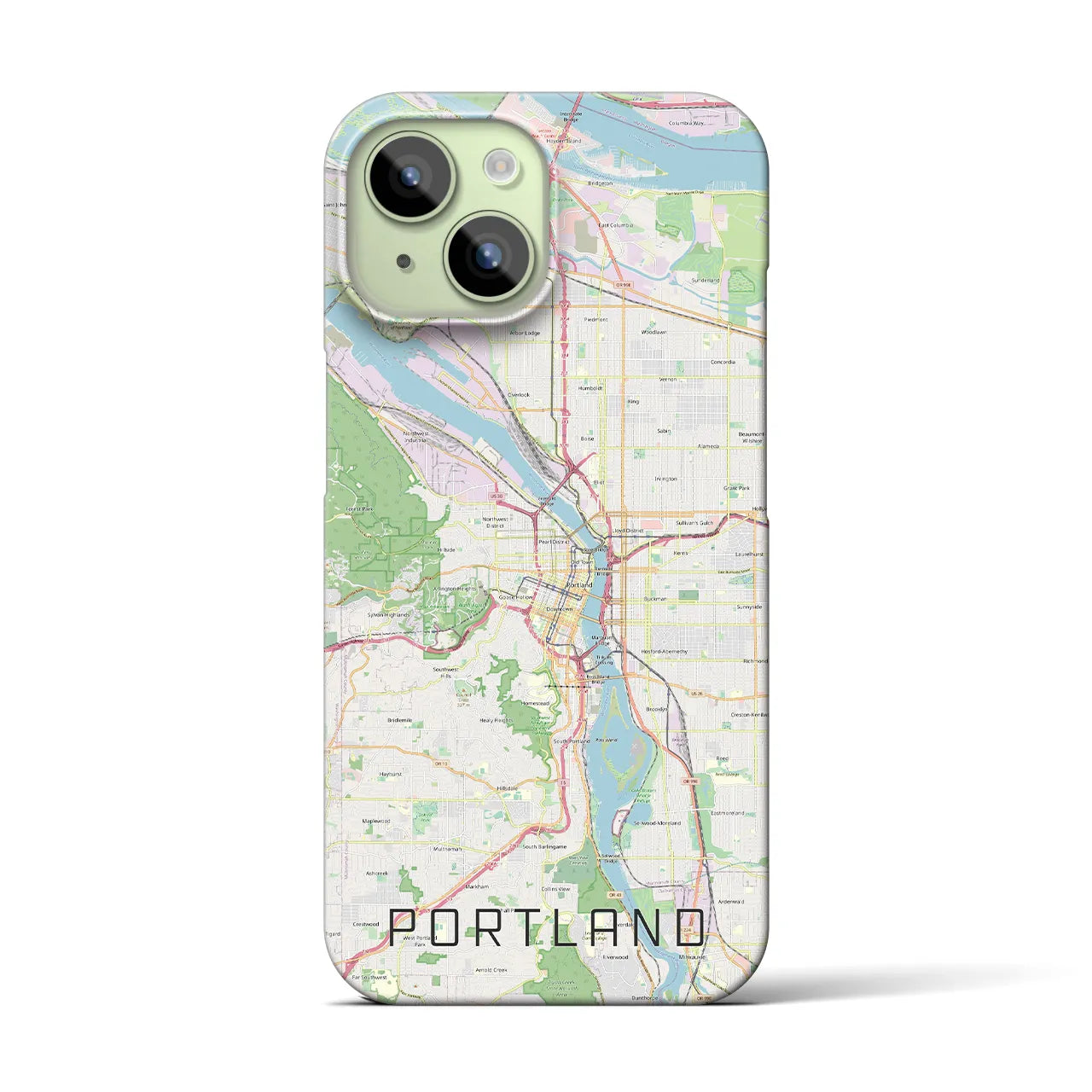 【ポートランド】地図柄iPhoneケース（バックカバータイプ・ナチュラル）iPhone 15 用