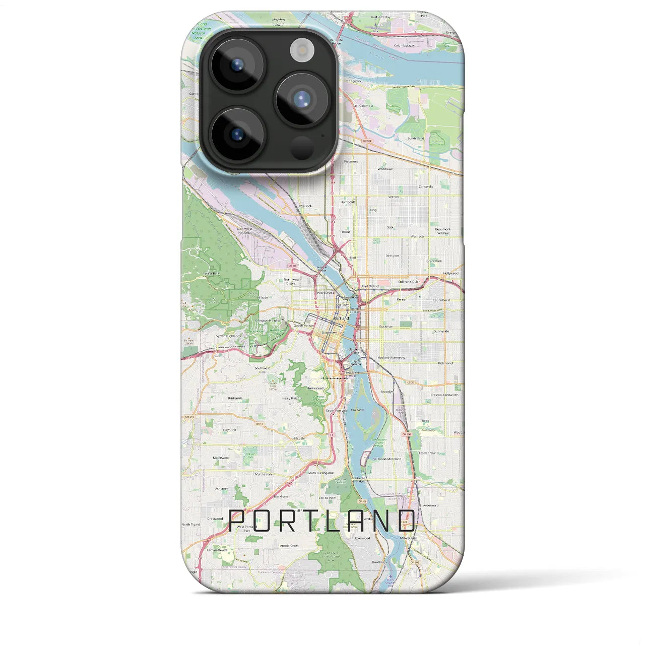 【ポートランド】地図柄iPhoneケース（バックカバータイプ・ナチュラル）iPhone 15 Pro Max 用