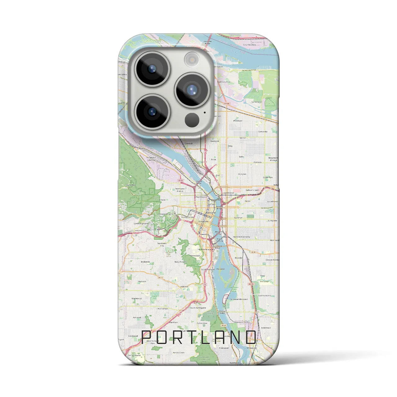 【ポートランド】地図柄iPhoneケース（バックカバータイプ・ナチュラル）iPhone 15 Pro 用