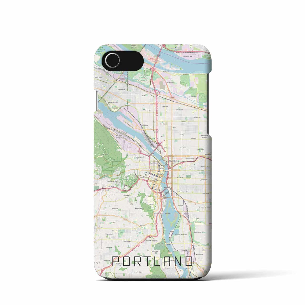 【ポートランド】地図柄iPhoneケース（バックカバータイプ・ナチュラル）iPhone SE（第3 / 第2世代） / 8 / 7 / 6s / 6 用