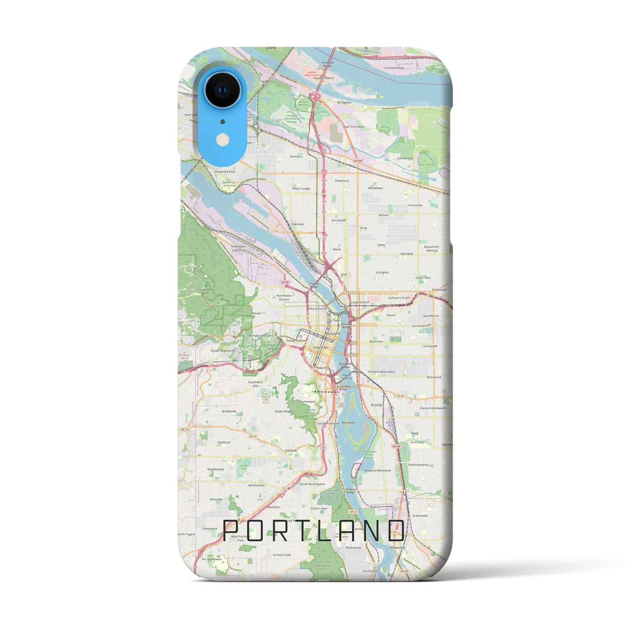 【ポートランド】地図柄iPhoneケース（バックカバータイプ・ナチュラル）iPhone XR 用