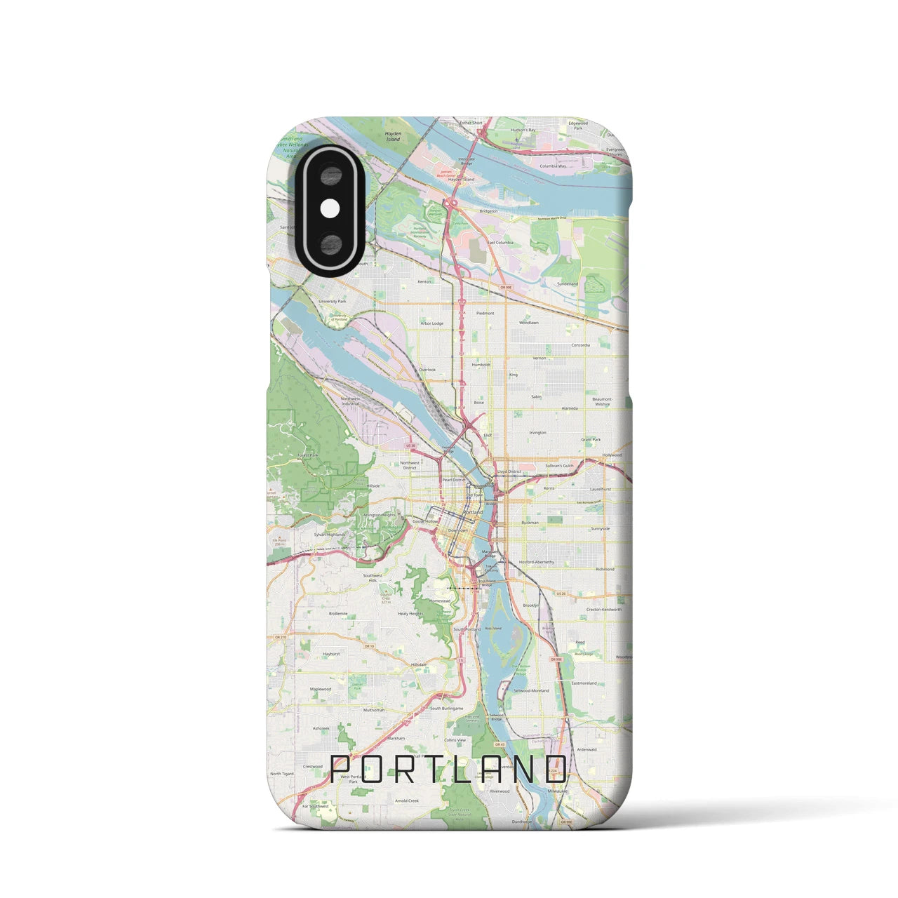 【ポートランド】地図柄iPhoneケース（バックカバータイプ・ナチュラル）iPhone XS / X 用