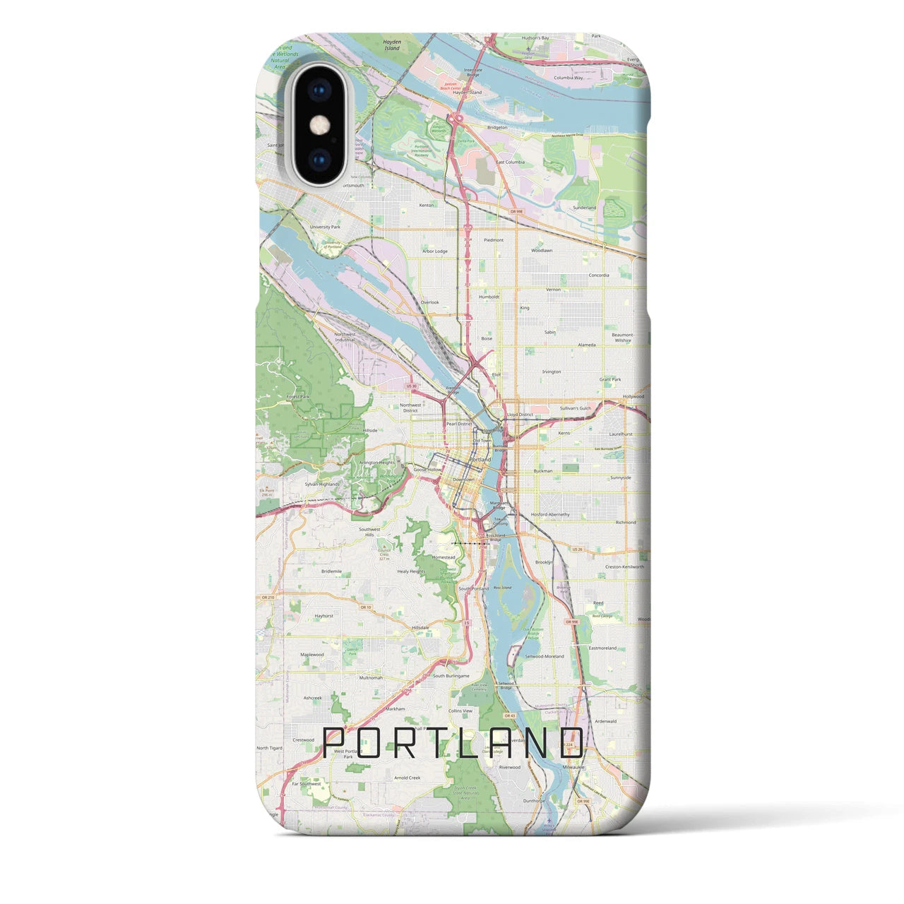【ポートランド】地図柄iPhoneケース（バックカバータイプ・ナチュラル）iPhone XS Max 用