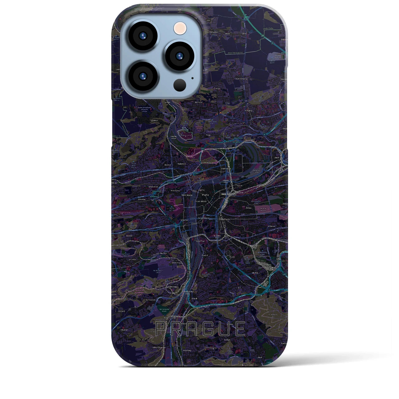 【プラハ】地図柄iPhoneケース（バックカバータイプ・ブラック）iPhone 13 Pro Max 用
