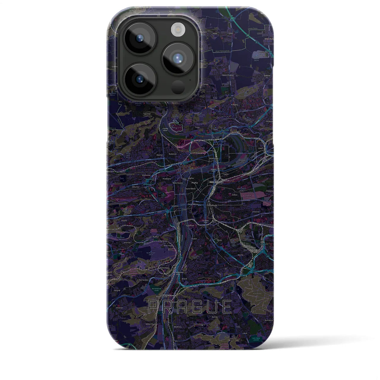 【プラハ】地図柄iPhoneケース（バックカバータイプ・ブラック）iPhone 15 Pro Max 用