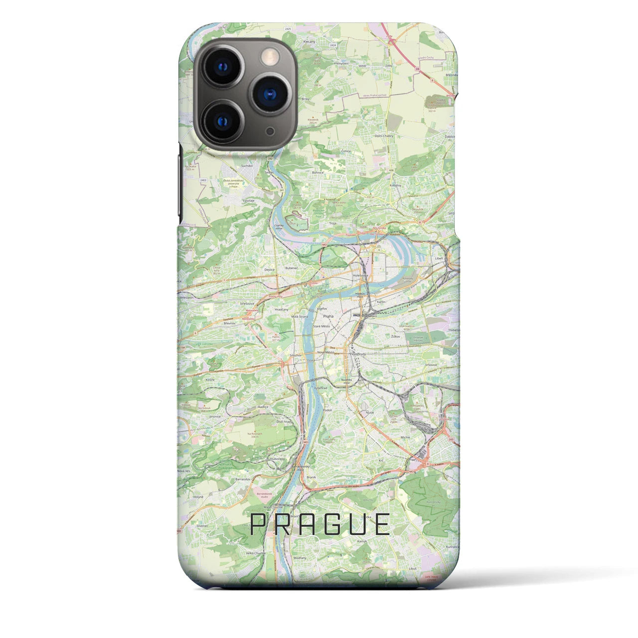 【プラハ】地図柄iPhoneケース（バックカバータイプ・ナチュラル）iPhone 11 Pro Max 用
