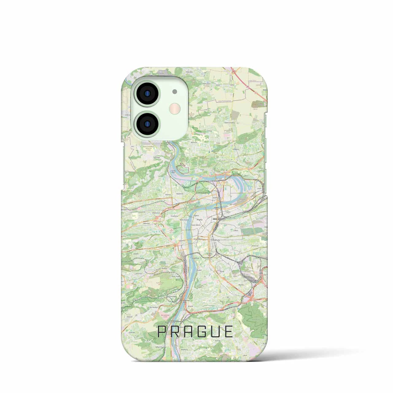 【プラハ】地図柄iPhoneケース（バックカバータイプ・ナチュラル）iPhone 12 mini 用