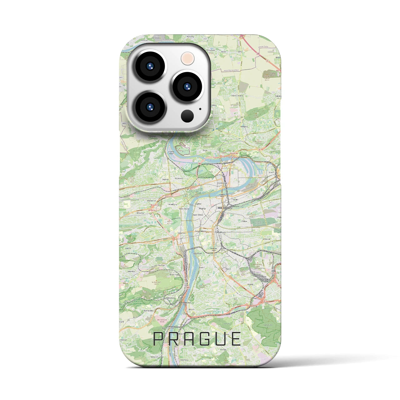 【プラハ】地図柄iPhoneケース（バックカバータイプ・ナチュラル）iPhone 13 Pro 用