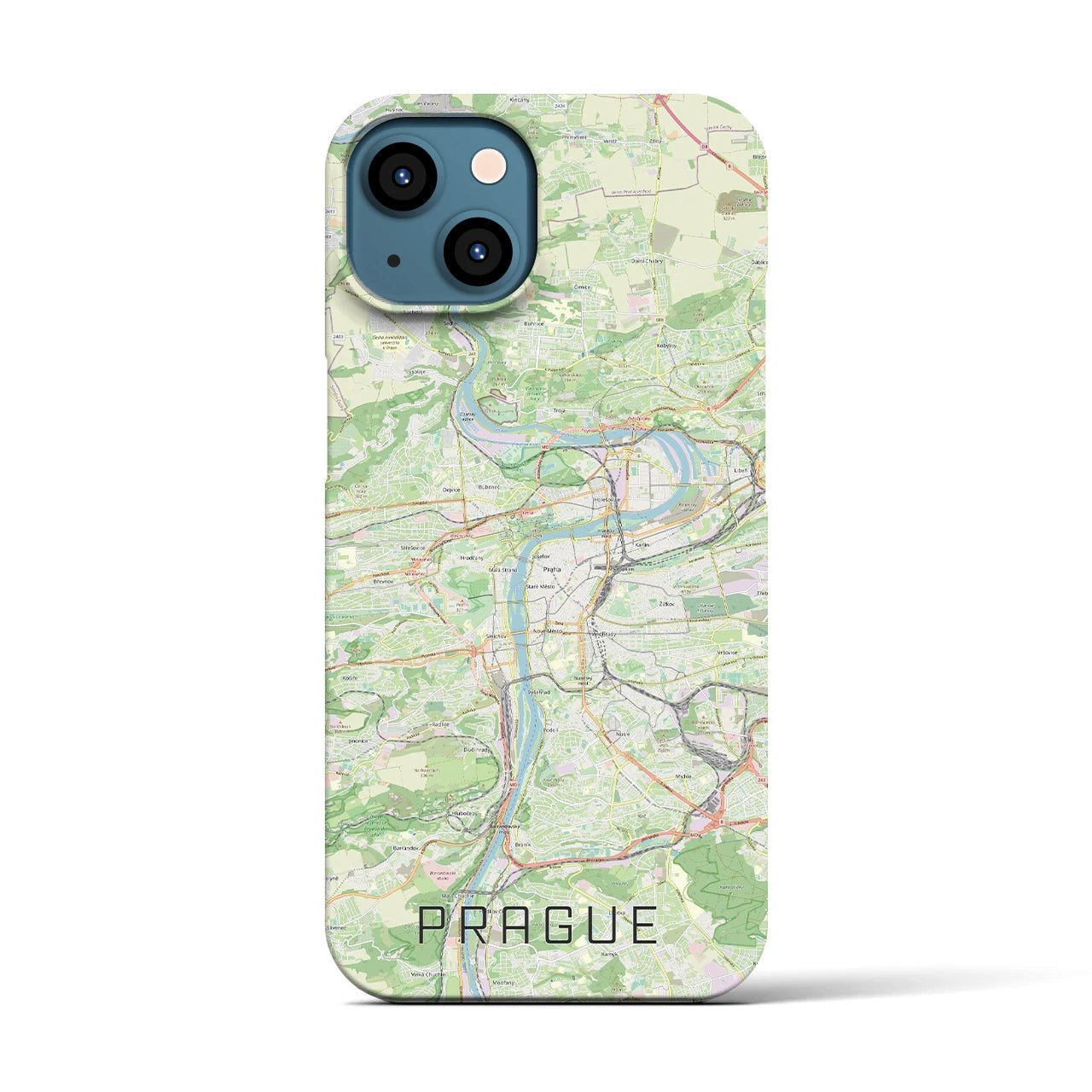 【プラハ】地図柄iPhoneケース（バックカバータイプ・ナチュラル）iPhone 13 用