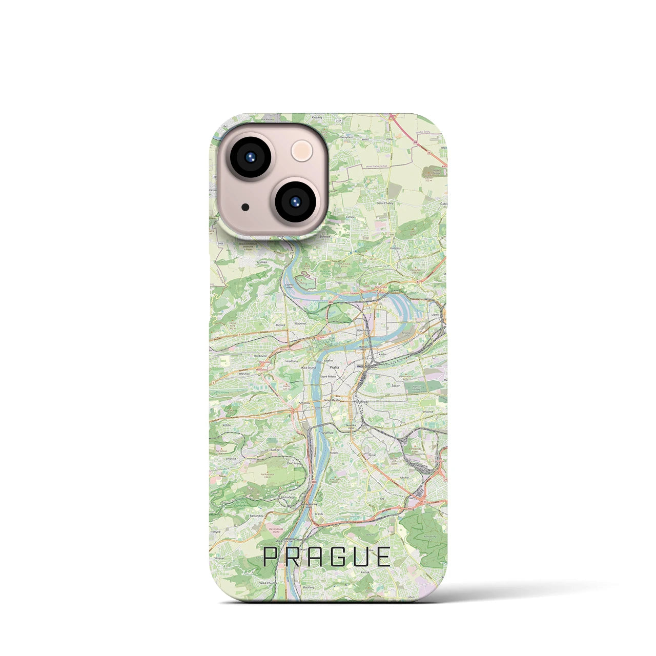 【プラハ】地図柄iPhoneケース（バックカバータイプ・ナチュラル）iPhone 13 mini 用