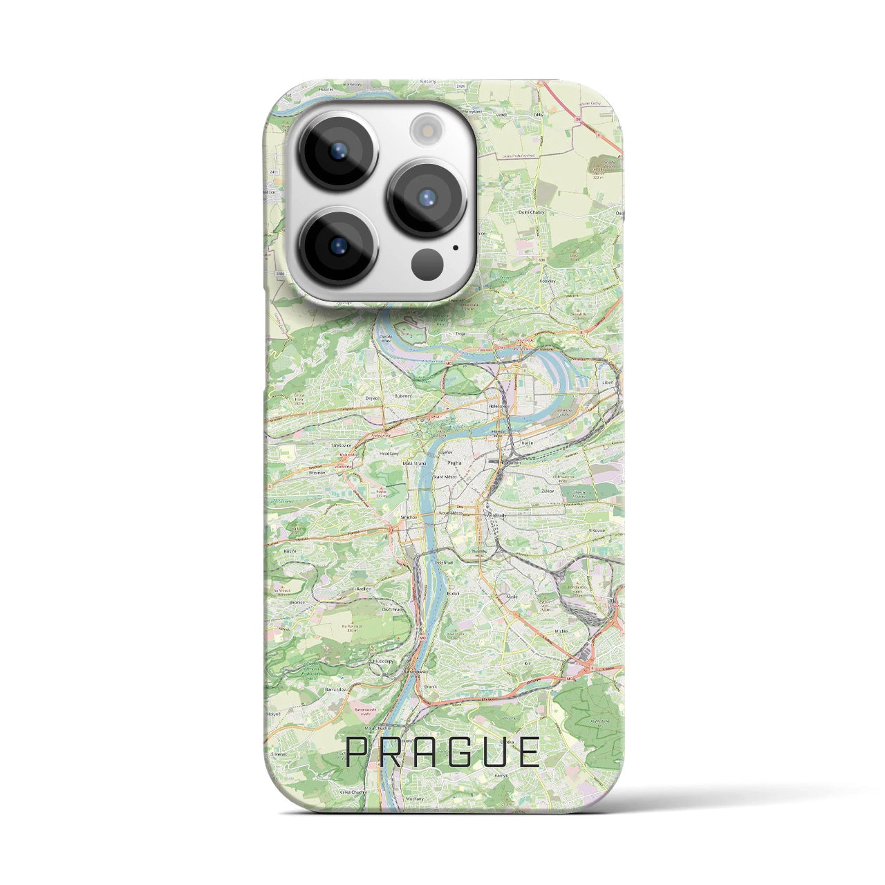 【プラハ】地図柄iPhoneケース（バックカバータイプ・ナチュラル）iPhone 14 Pro 用