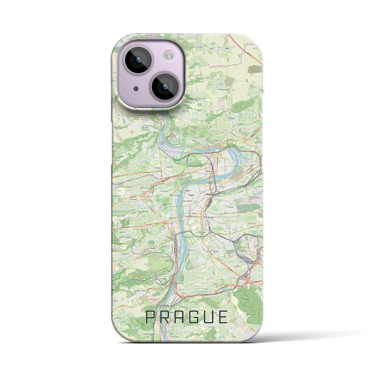 【プラハ】地図柄iPhoneケース（バックカバータイプ・ナチュラル）iPhone 14 用