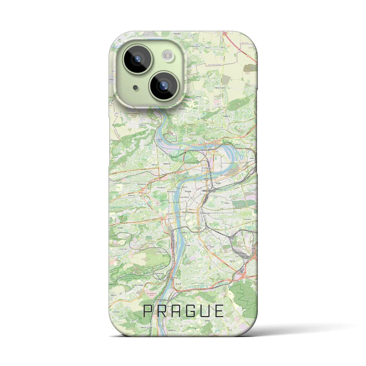 【プラハ】地図柄iPhoneケース（バックカバータイプ・ナチュラル）iPhone 15 用