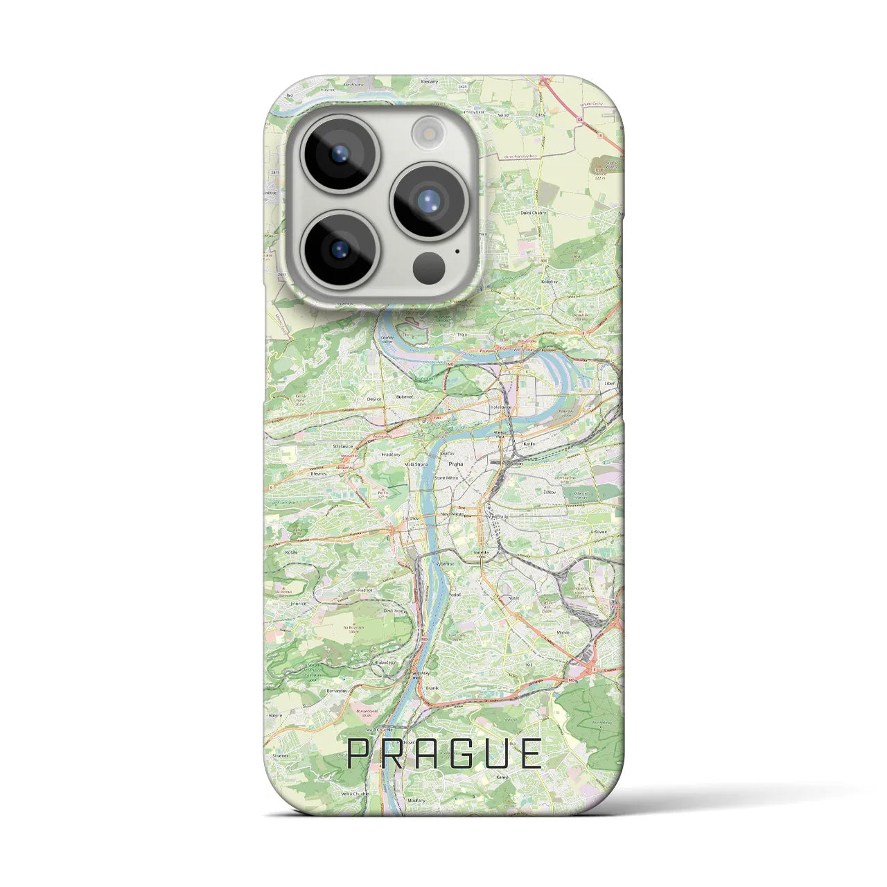 【プラハ】地図柄iPhoneケース（バックカバータイプ・ナチュラル）iPhone 15 Pro 用