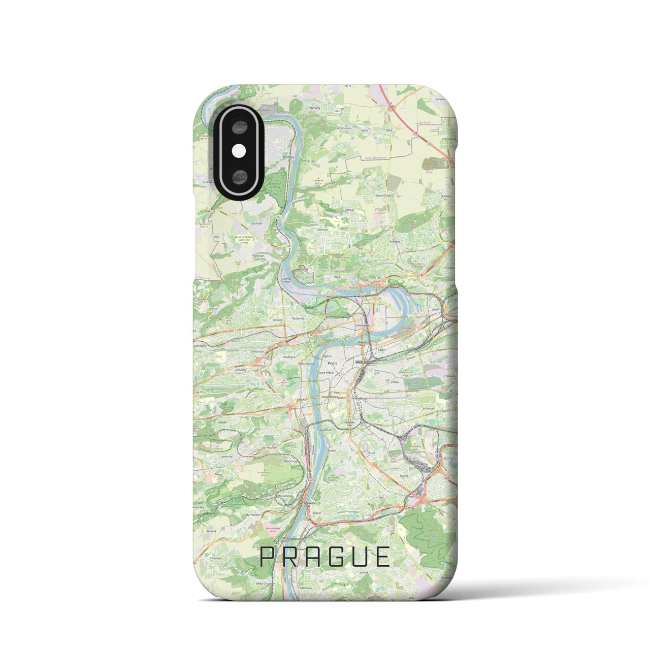 【プラハ】地図柄iPhoneケース（バックカバータイプ・ナチュラル）iPhone XS / X 用