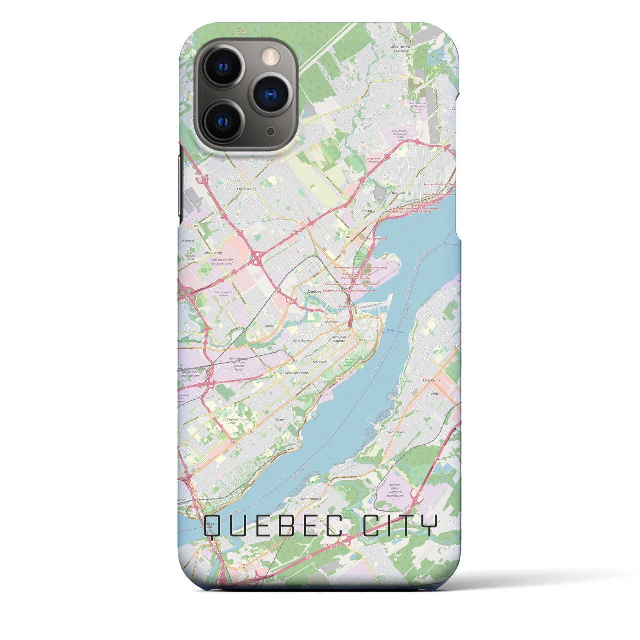 【ケベック・シティー】地図柄iPhoneケース（バックカバータイプ・ナチュラル）iPhone 11 Pro Max 用
