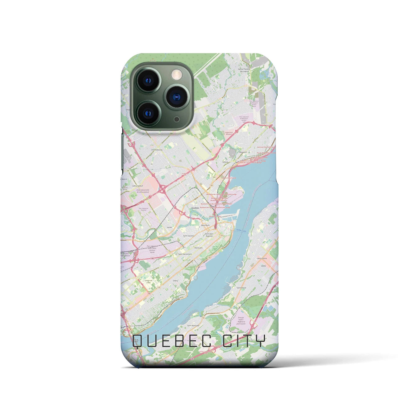 【ケベック・シティー】地図柄iPhoneケース（バックカバータイプ・ナチュラル）iPhone 11 Pro 用