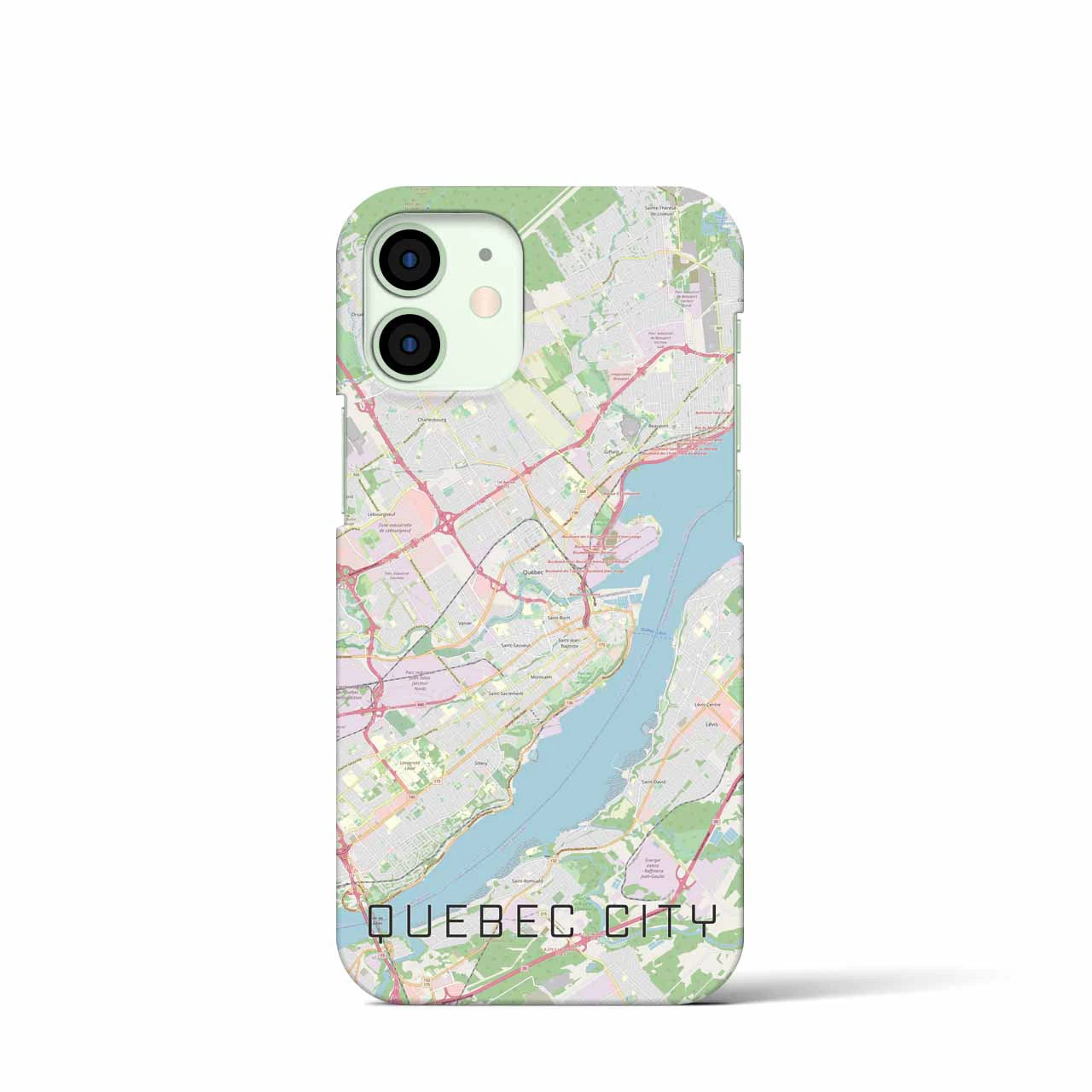 【ケベック・シティー】地図柄iPhoneケース（バックカバータイプ・ナチュラル）iPhone 12 mini 用