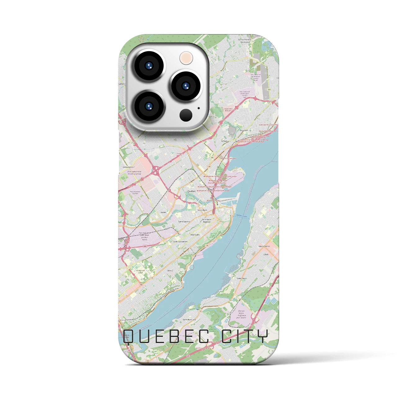 【ケベック・シティー】地図柄iPhoneケース（バックカバータイプ・ナチュラル）iPhone 13 Pro 用