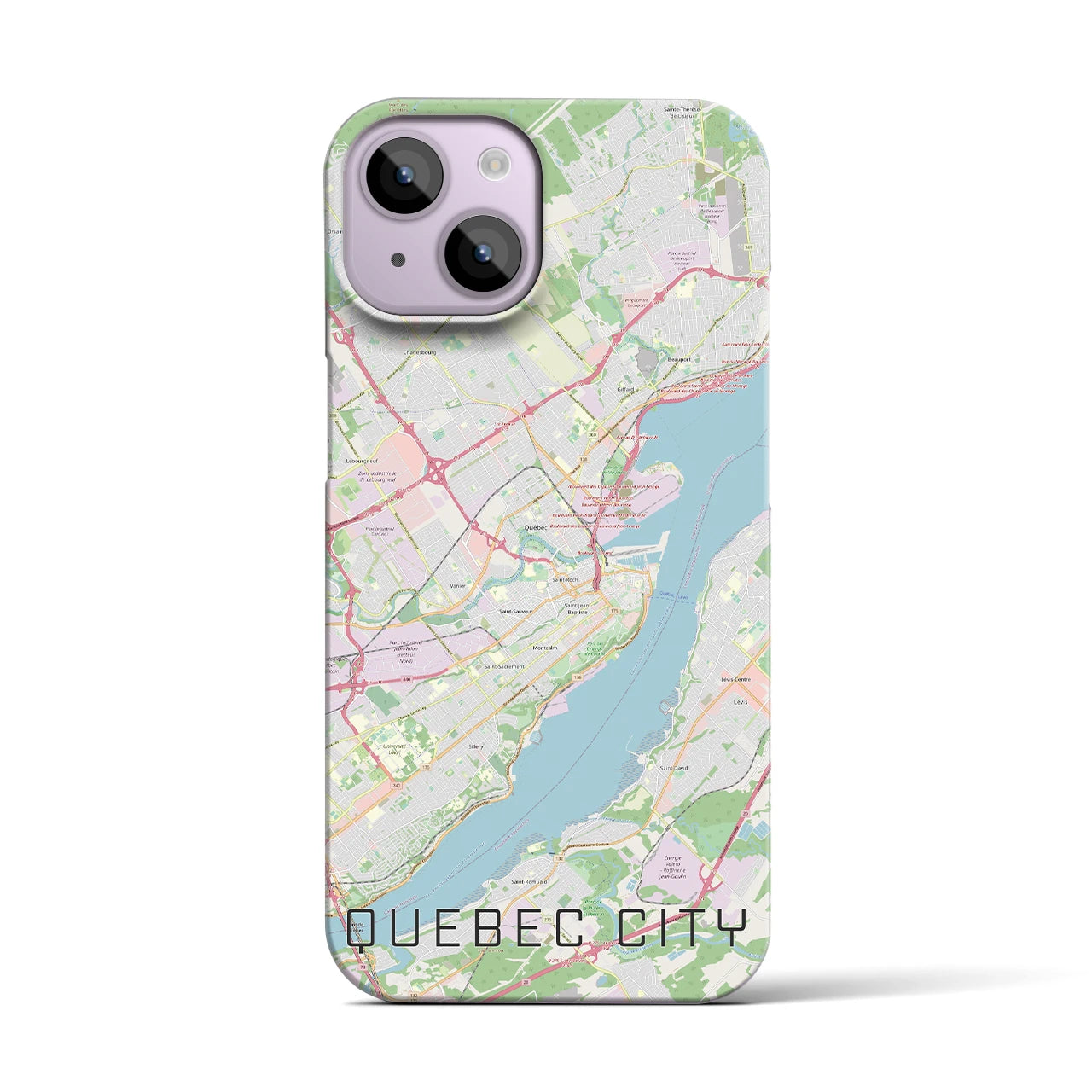 【ケベック・シティー】地図柄iPhoneケース（バックカバータイプ・ナチュラル）iPhone 14 用