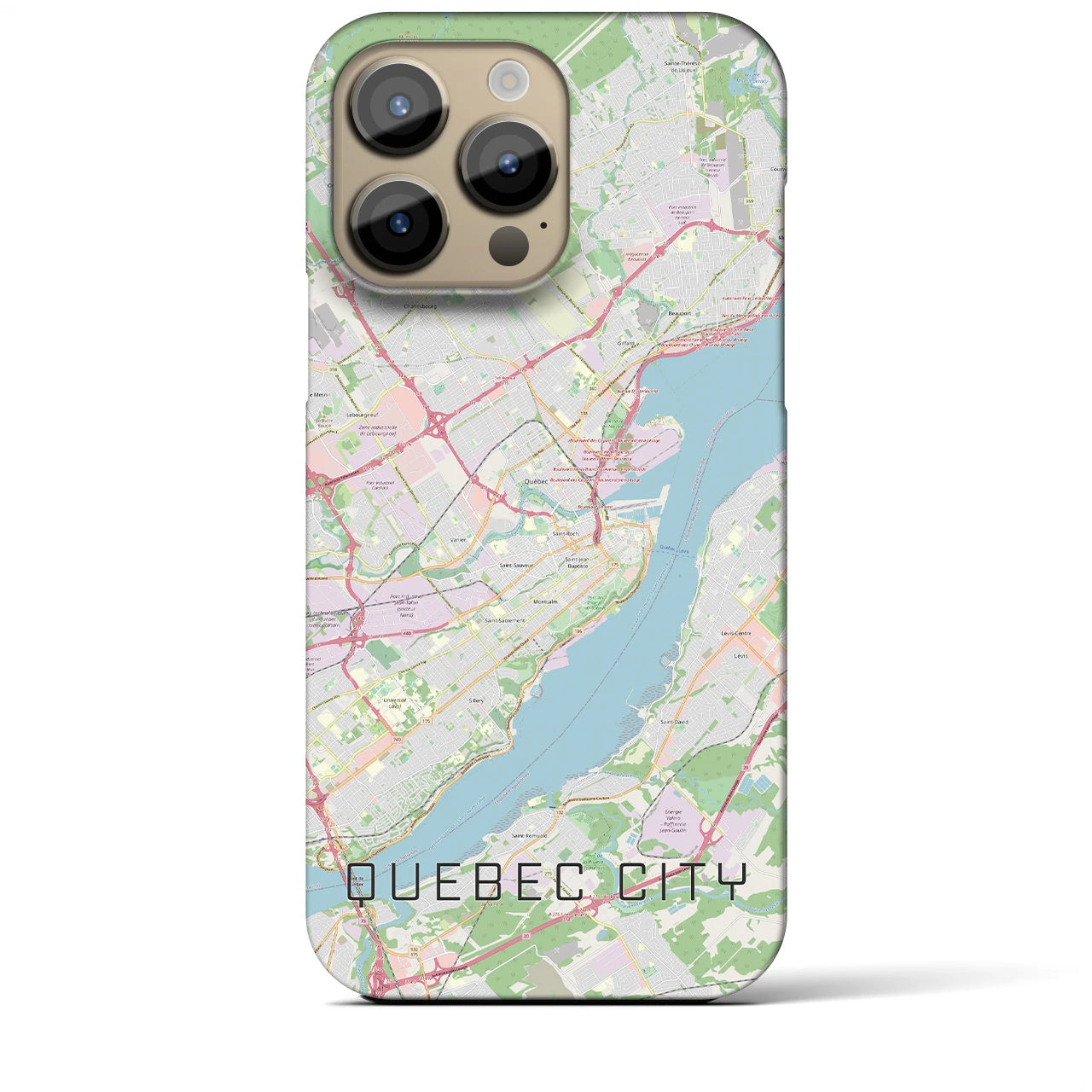【ケベック・シティー】地図柄iPhoneケース（バックカバータイプ・ナチュラル）iPhone 14 Pro Max 用