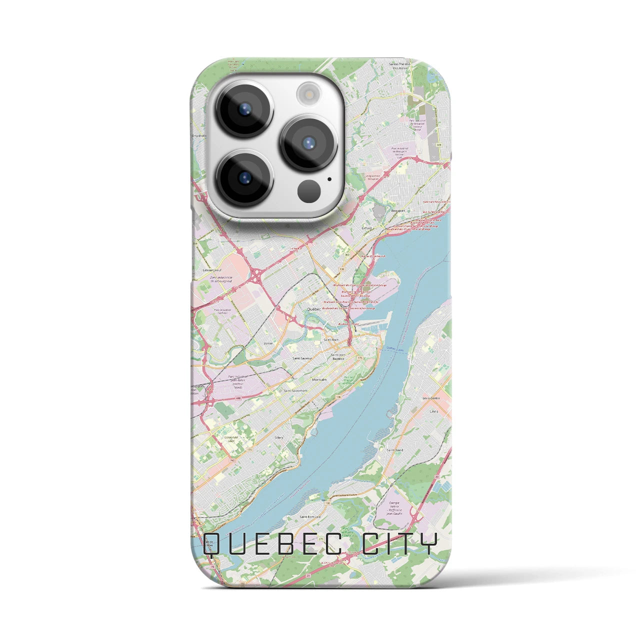 【ケベック・シティー】地図柄iPhoneケース（バックカバータイプ・ナチュラル）iPhone 14 Pro 用