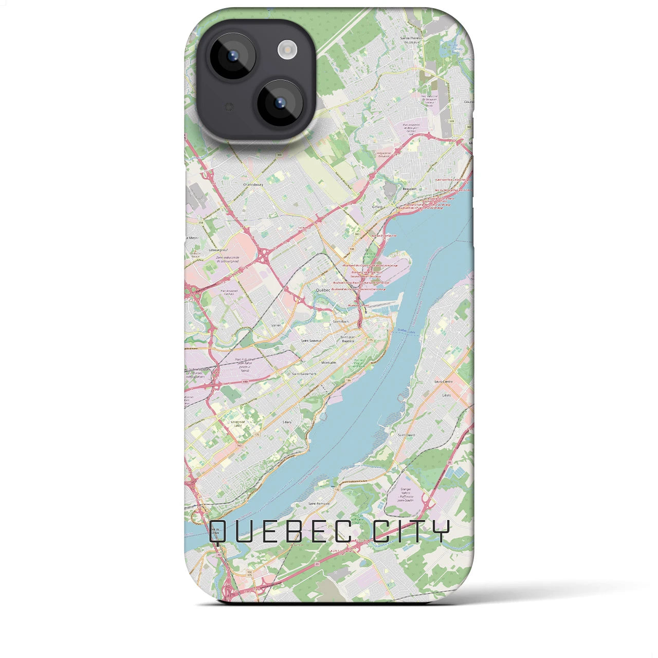 【ケベック・シティー】地図柄iPhoneケース（バックカバータイプ・ナチュラル）iPhone 14 Plus 用