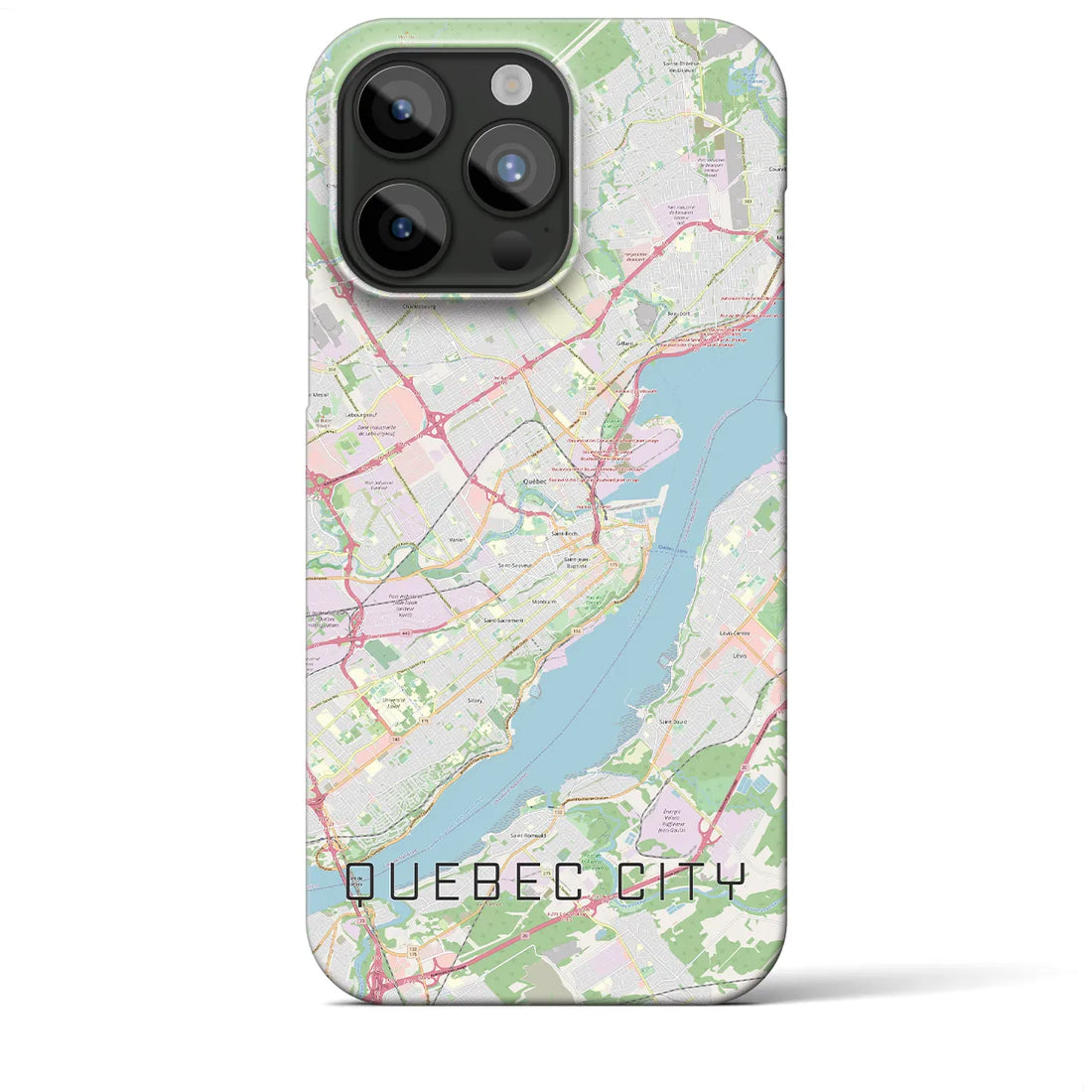 【ケベック・シティー】地図柄iPhoneケース（バックカバータイプ・ナチュラル）iPhone 15 Pro Max 用
