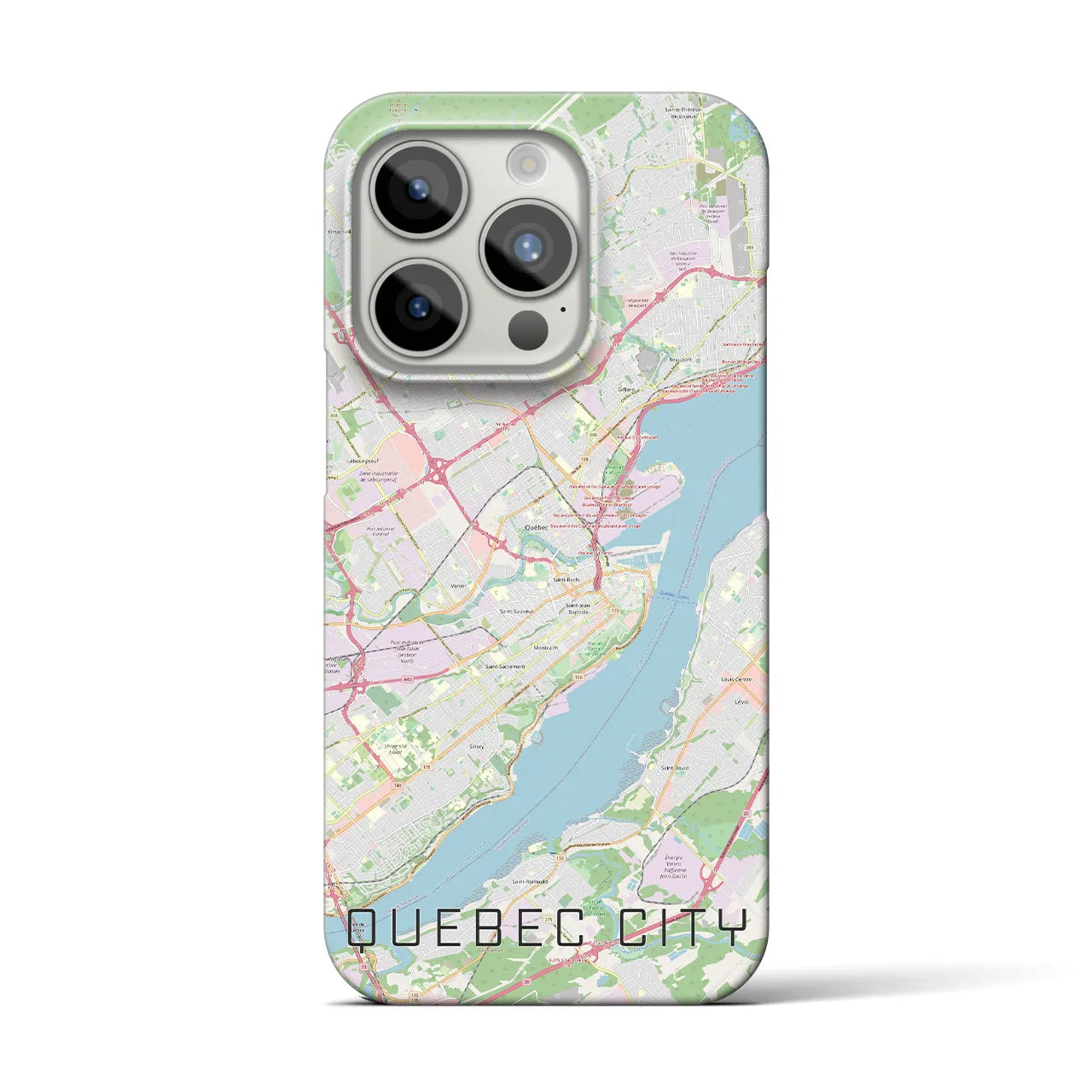 【ケベック・シティー】地図柄iPhoneケース（バックカバータイプ・ナチュラル）iPhone 15 Pro 用