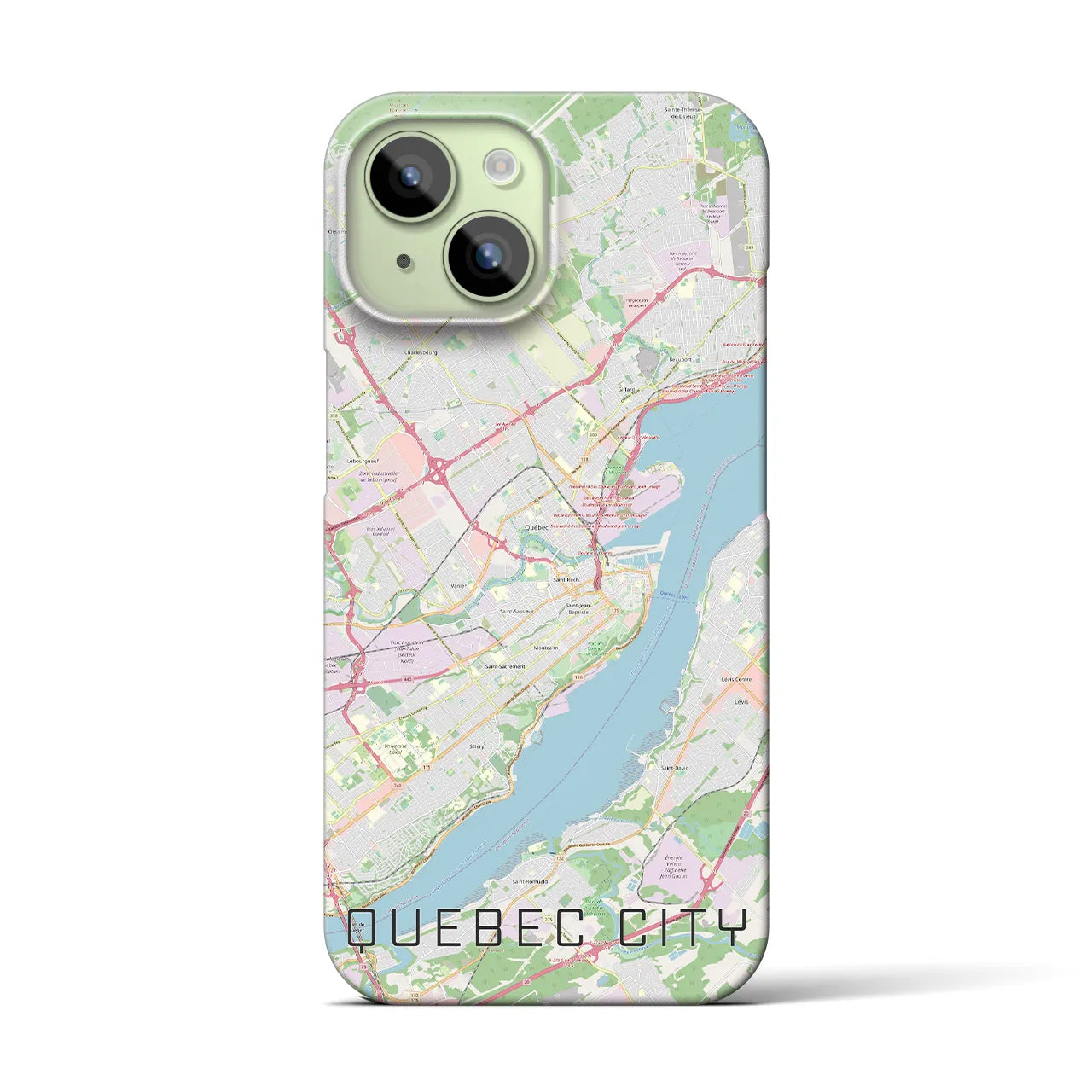 【ケベック・シティー】地図柄iPhoneケース（バックカバータイプ・ナチュラル）iPhone 15 用