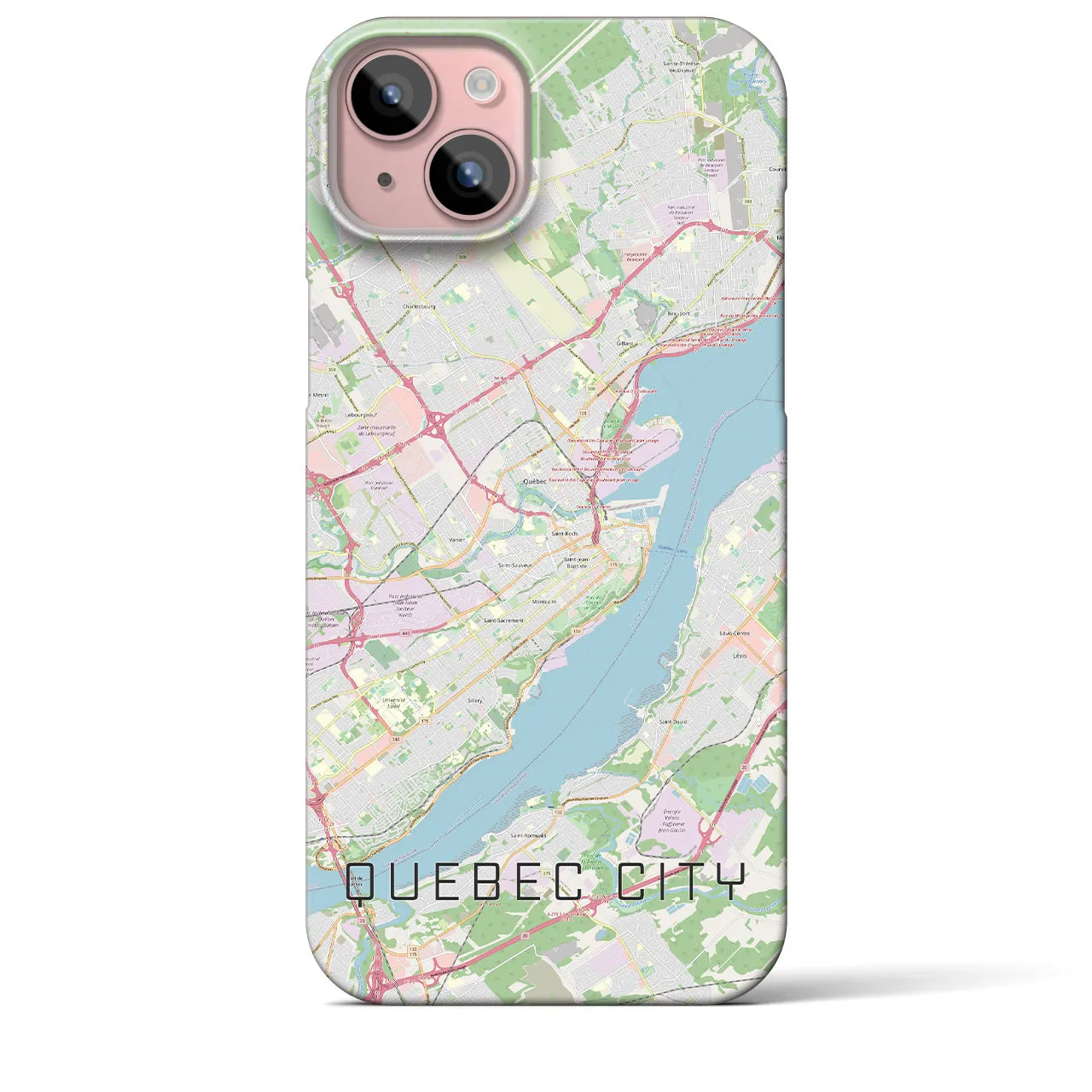 【ケベック・シティー】地図柄iPhoneケース（バックカバータイプ・ナチュラル）iPhone 15 Plus 用
