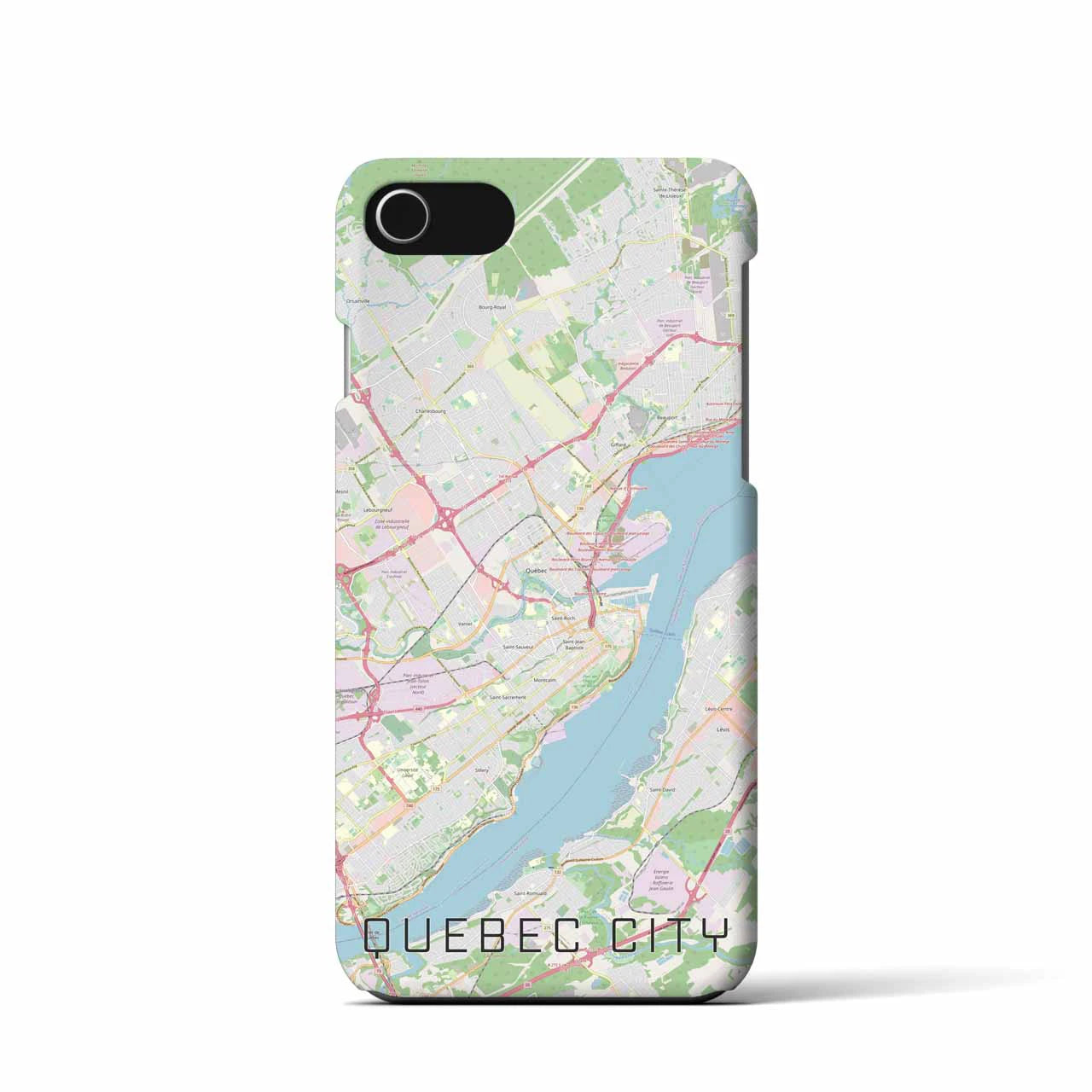 【ケベック・シティー】地図柄iPhoneケース（バックカバータイプ・ナチュラル）iPhone SE（第3 / 第2世代） / 8 / 7 / 6s / 6 用