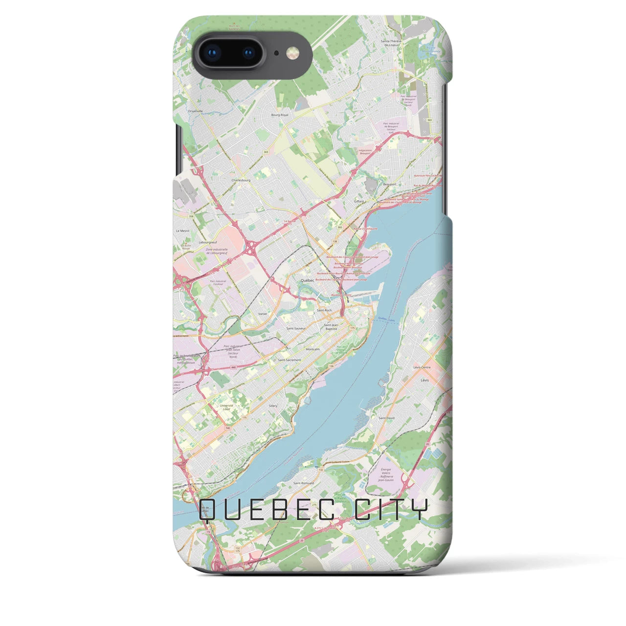 【ケベック・シティー】地図柄iPhoneケース（バックカバータイプ・ナチュラル）iPhone 8Plus /7Plus / 6sPlus / 6Plus 用