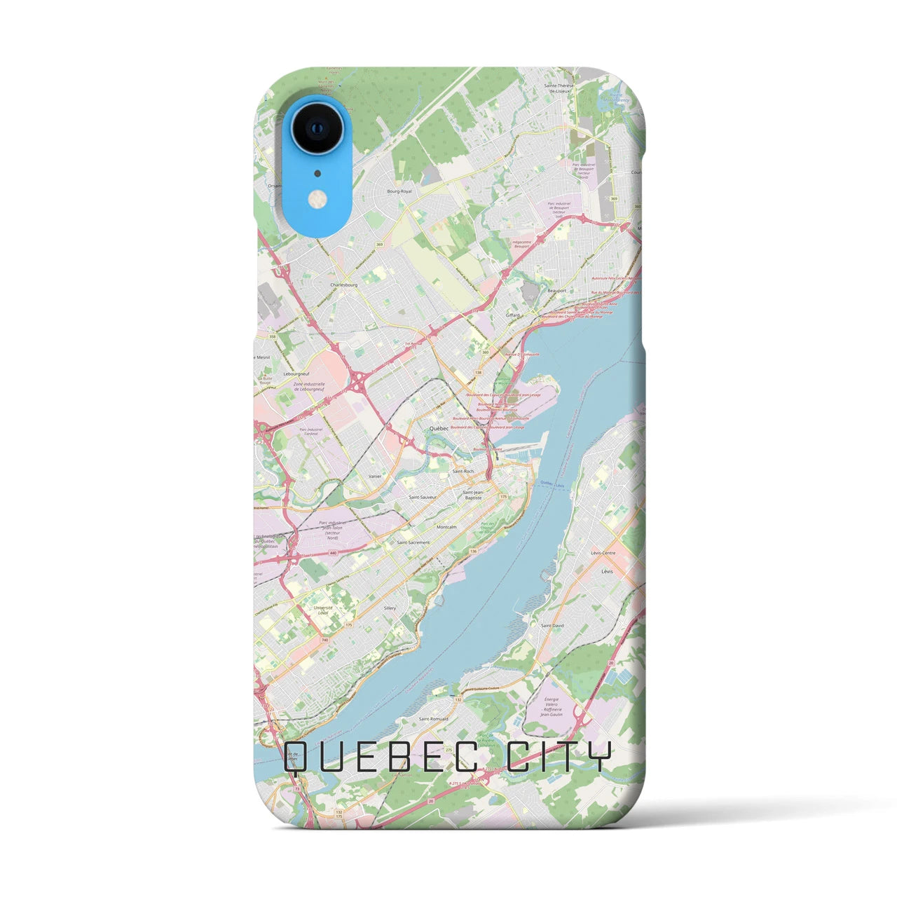 【ケベック・シティー】地図柄iPhoneケース（バックカバータイプ・ナチュラル）iPhone XR 用