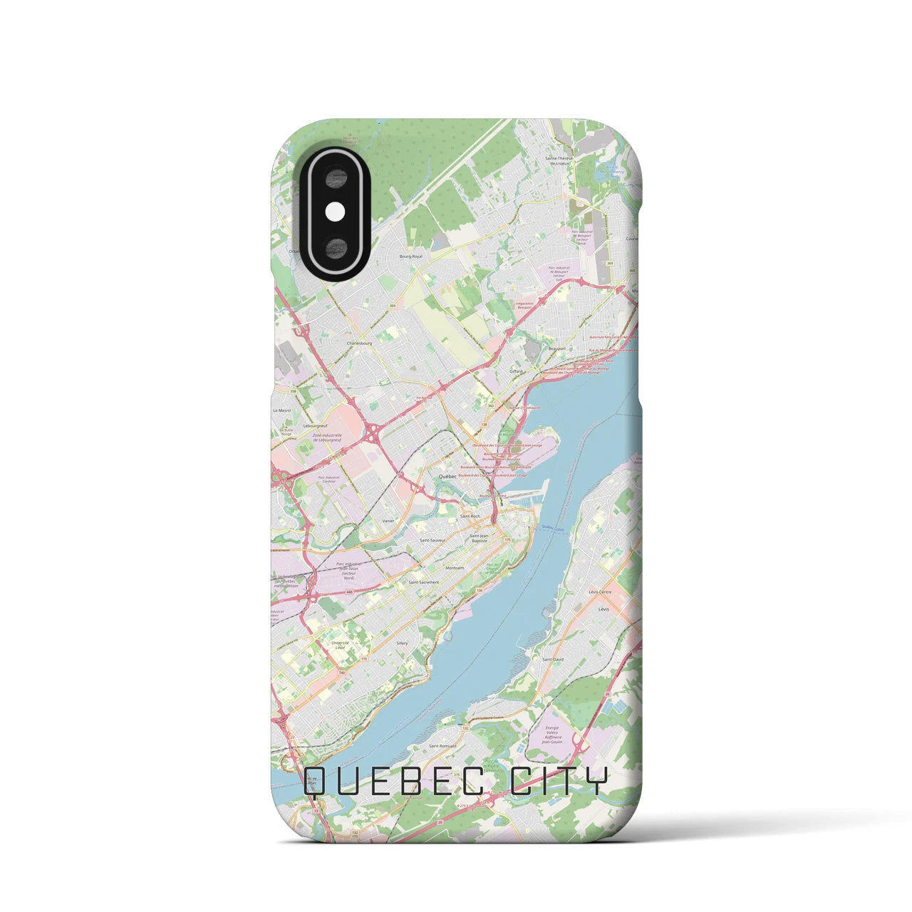 【ケベック・シティー】地図柄iPhoneケース（バックカバータイプ・ナチュラル）iPhone XS / X 用