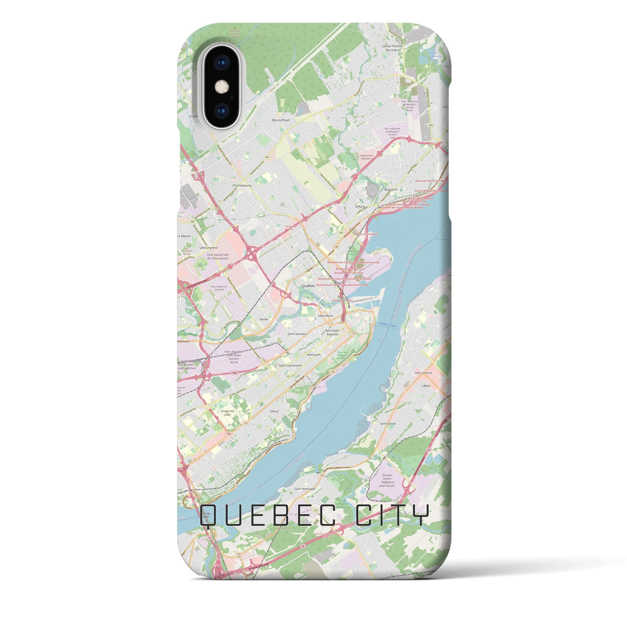【ケベック・シティー】地図柄iPhoneケース（バックカバータイプ・ナチュラル）iPhone XS Max 用