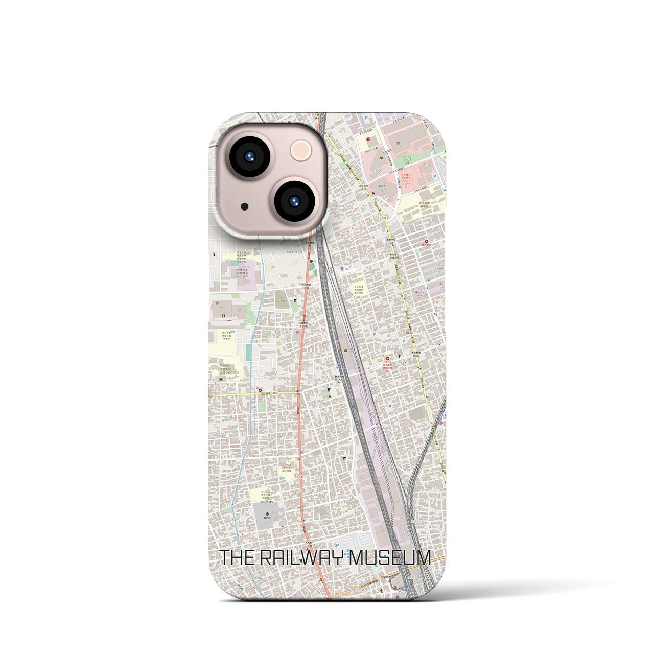 【鉄道博物館】地図柄iPhoneケース（バックカバータイプ・ナチュラル）iPhone 13 mini 用