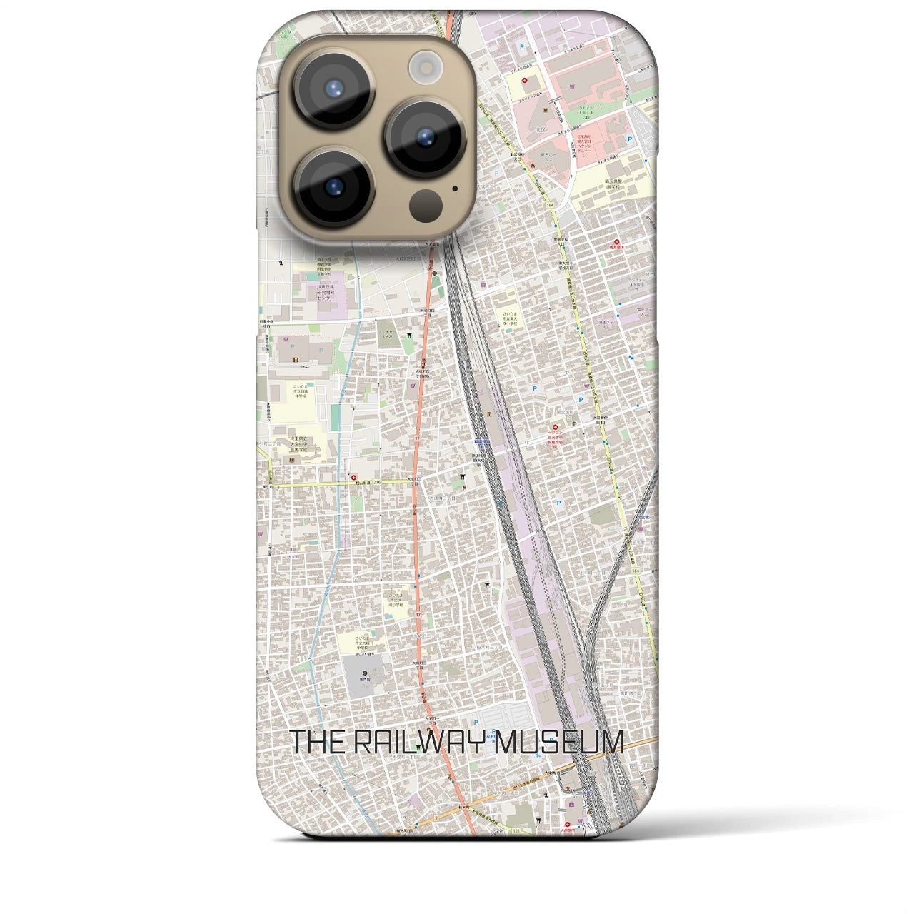 【鉄道博物館】地図柄iPhoneケース（バックカバータイプ・ナチュラル）iPhone 14 Pro Max 用