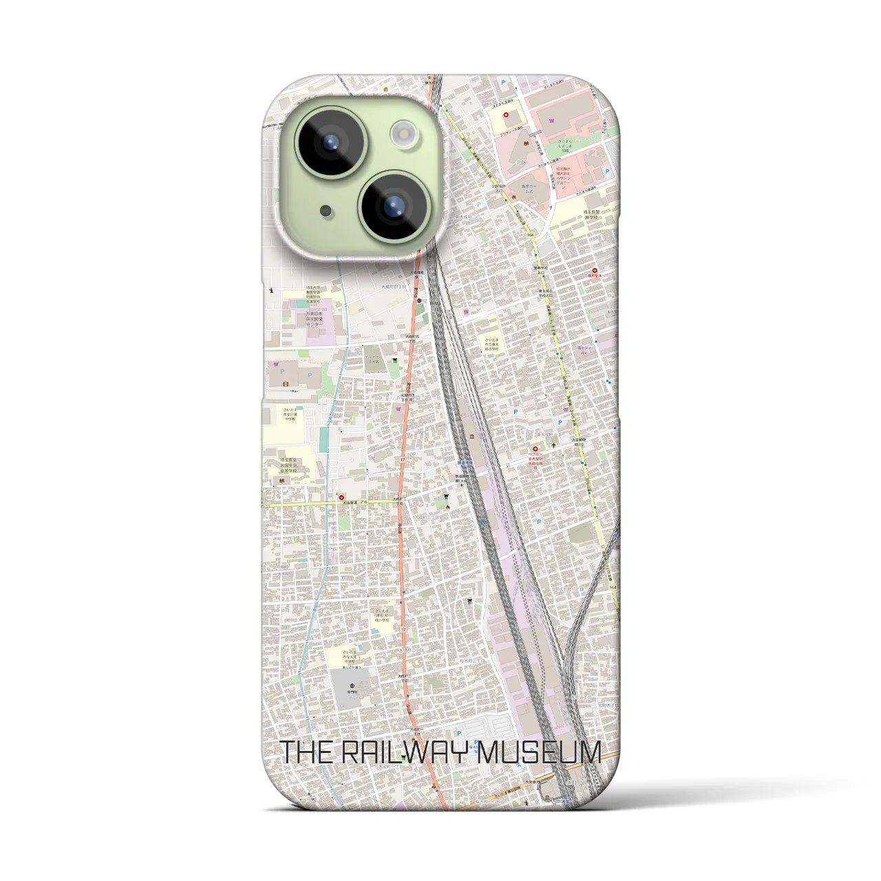 【鉄道博物館】地図柄iPhoneケース（バックカバータイプ・ナチュラル）iPhone 15 用