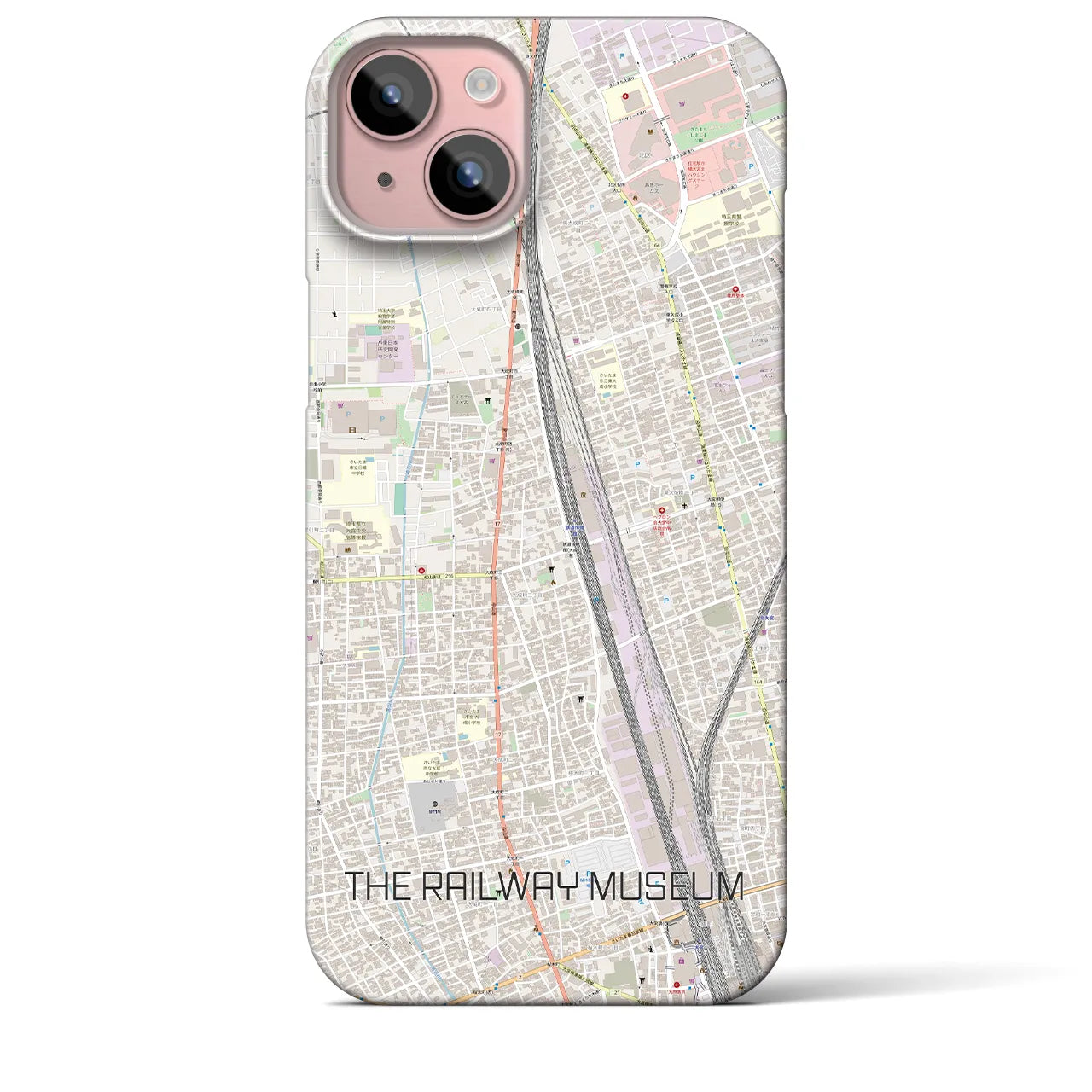 【鉄道博物館】地図柄iPhoneケース（バックカバータイプ・ナチュラル）iPhone 15 Plus 用