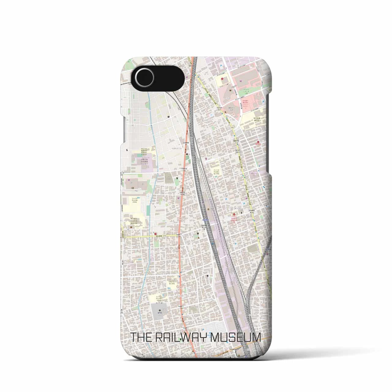 【鉄道博物館】地図柄iPhoneケース（バックカバータイプ・ナチュラル）iPhone SE（第3 / 第2世代） / 8 / 7 / 6s / 6 用
