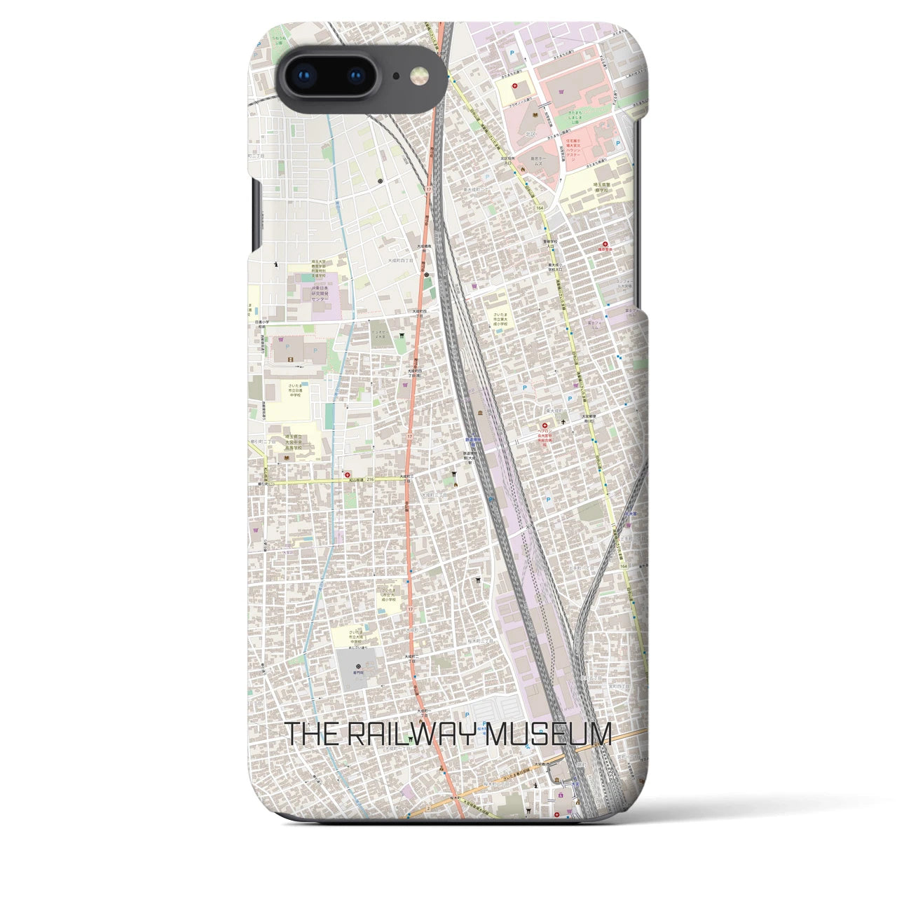 【鉄道博物館】地図柄iPhoneケース（バックカバータイプ・ナチュラル）iPhone 8Plus /7Plus / 6sPlus / 6Plus 用