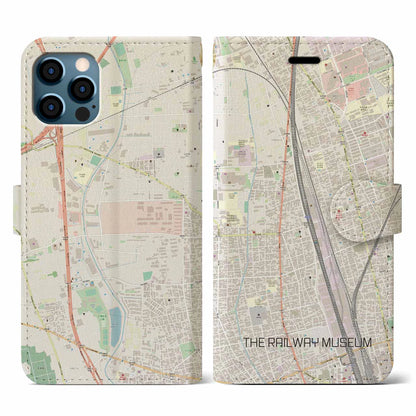 【鉄道博物館（埼玉県）】地図柄iPhoneケース（手帳タイプ）ナチュラル・iPhone 12 / 12 Pro 用