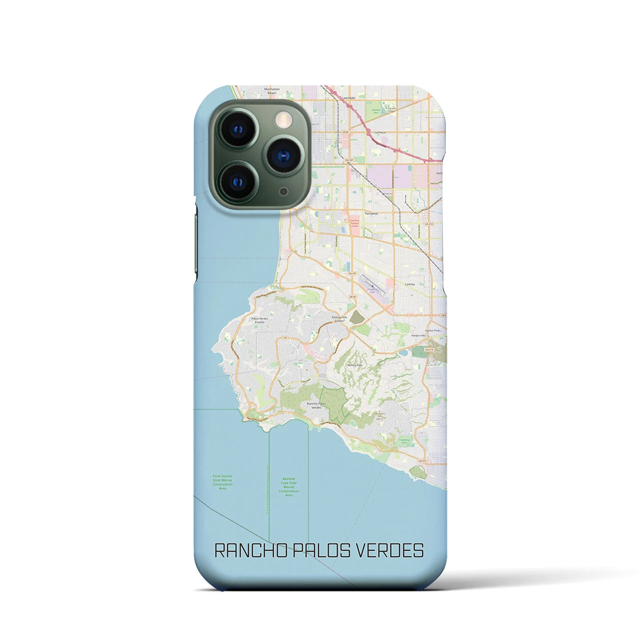 【ランチョ・パロス・ベルデス】地図柄iPhoneケース（バックカバータイプ・ナチュラル）iPhone 11 Pro 用