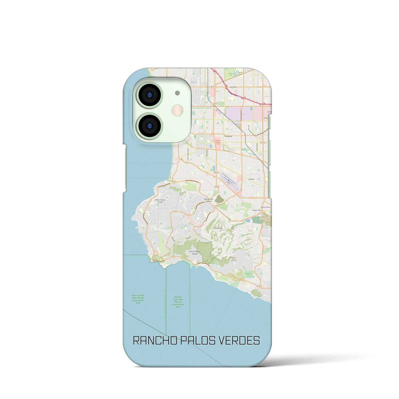 【ランチョ・パロス・ベルデス】地図柄iPhoneケース（バックカバータイプ・ナチュラル）iPhone 12 mini 用
