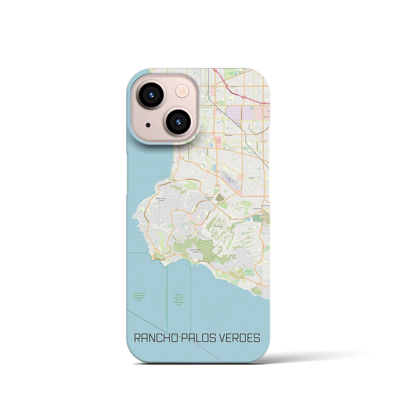 【ランチョ・パロス・ベルデス】地図柄iPhoneケース（バックカバータイプ・ナチュラル）iPhone 13 mini 用