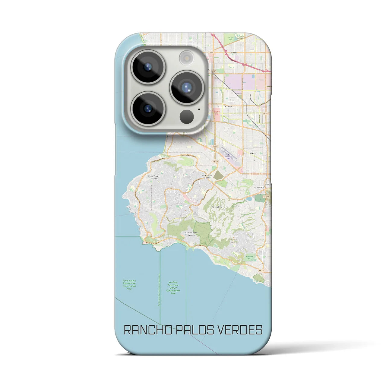 【ランチョ・パロス・ベルデス】地図柄iPhoneケース（バックカバータイプ・ナチュラル）iPhone 15 Pro 用