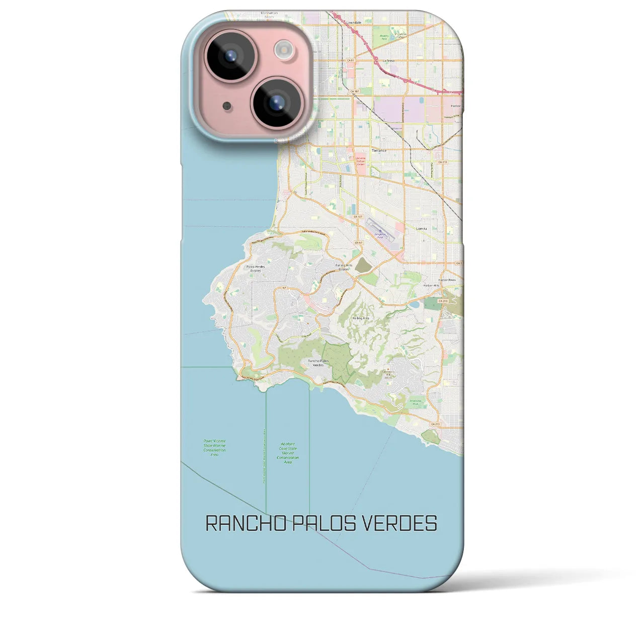 【ランチョ・パロス・ベルデス】地図柄iPhoneケース（バックカバータイプ・ナチュラル）iPhone 15 Plus 用